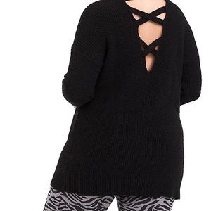 BLACK CRISSCROSS BACK TUNIC SWEATER 3xl -Torrid
